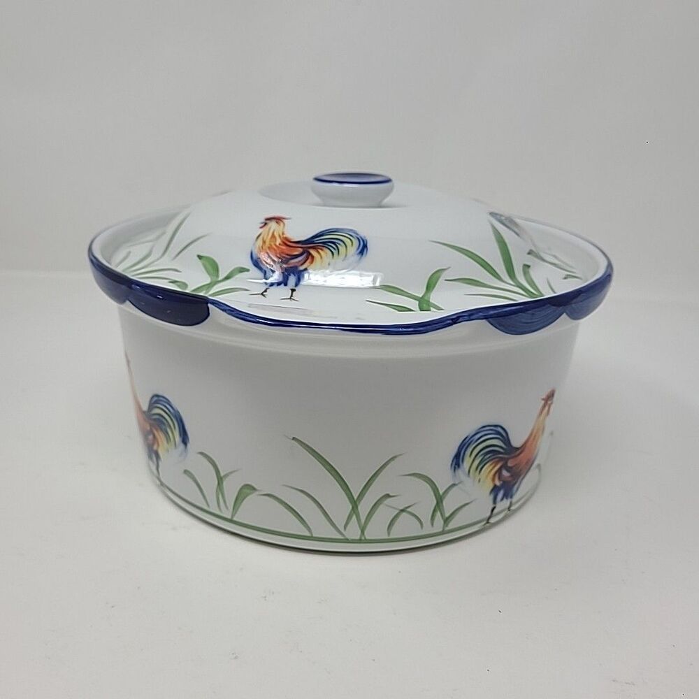 BIA Cordon Bleu, Blanc de Table “Rooster” Round Baking Casserole Dish & Lid - Picture 2 of 7